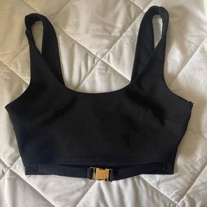 Crop top with slit and buckle in front!